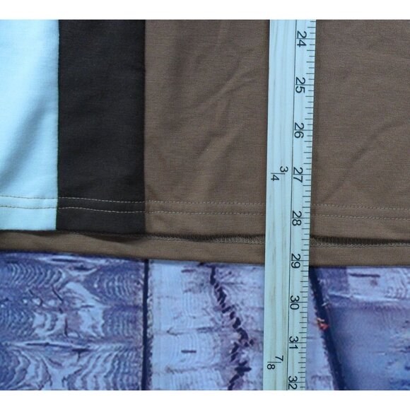 PJ Paul Jones Men's Brown Polo Shirt W/ Light Blue & Dark Brown Stripes Size M - Picture 6 of 7